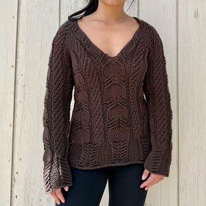 vintage 90s brown chunky knit sweater